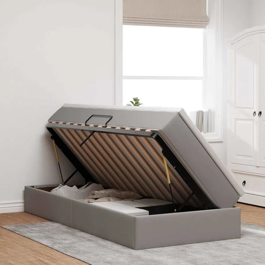 Lit avec rangement et matelas Taupe 90 x 190 cm Polyester - 4