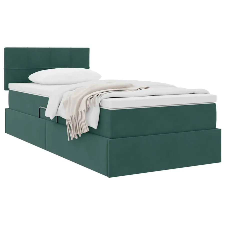 Lit de Rangement avec matelas Vert foncé 90 x 190 cm Velours - 3