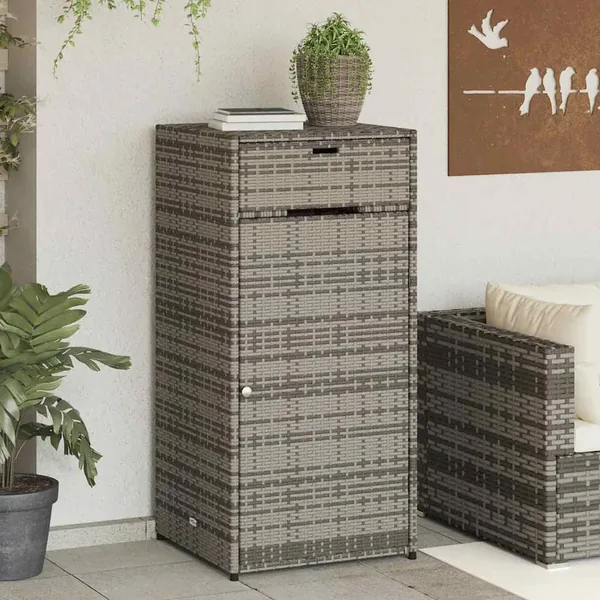 Armoire de rangement de jardin gris 55x55x111 cm résine tressée