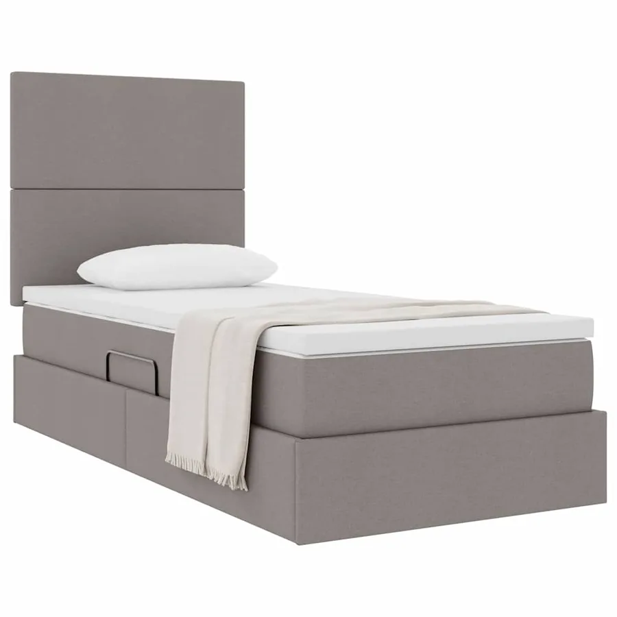 Lit avec rangement et matelas Taupe 90 x 190 cm tissu - 3