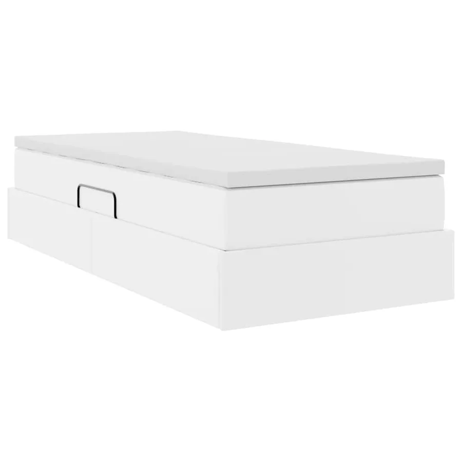Lit avec rangement et matelas Blanc 90 x 190 cm Simili cuir - 5