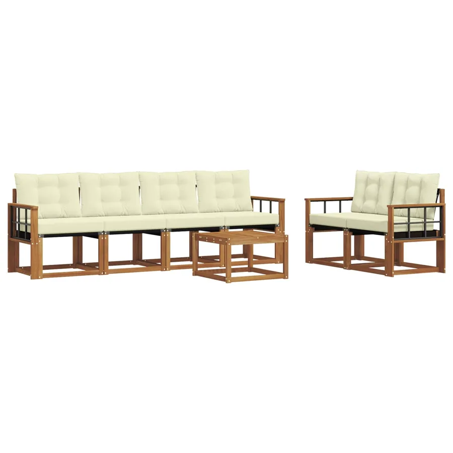 Ensemble de canapés d'extérieur 7 pcs Naturel et Crème - 2