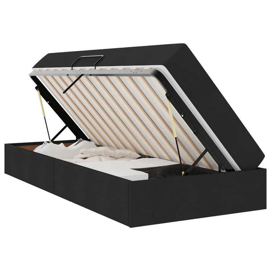 Lit avec rangement et matelas Noir 100 x 200 cm Polyester - 2