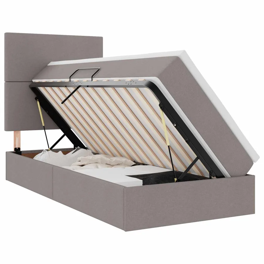 Lit de rangement LED avec matelas Taupe 90 x 200 cm Tissu - 2