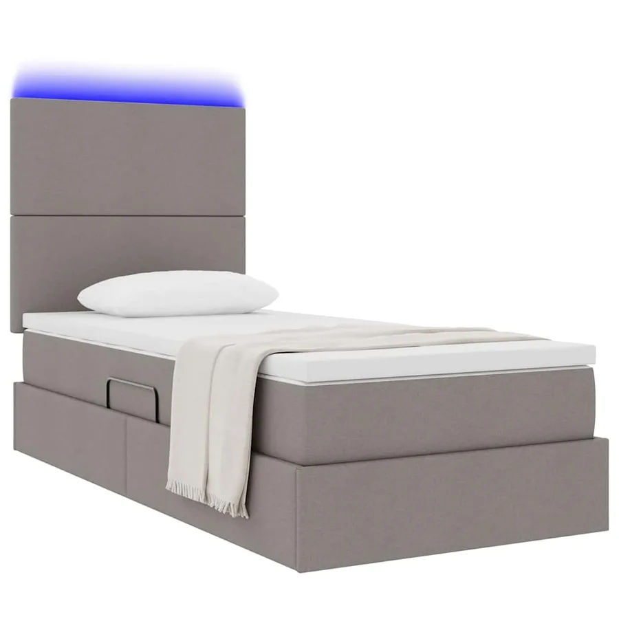 Lit de rangement LED avec matelas Taupe 90 x 200 cm Tissu - 3
