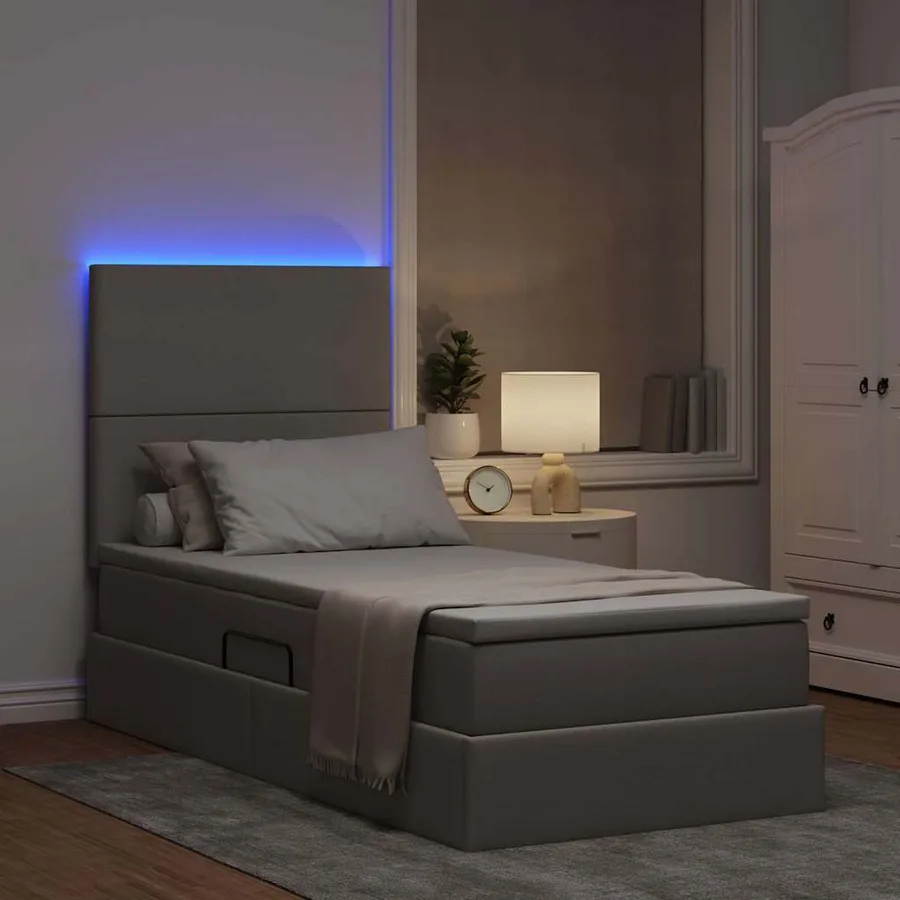 Lit de rangement LED avec matelas Taupe 90 x 200 cm Tissu - 5