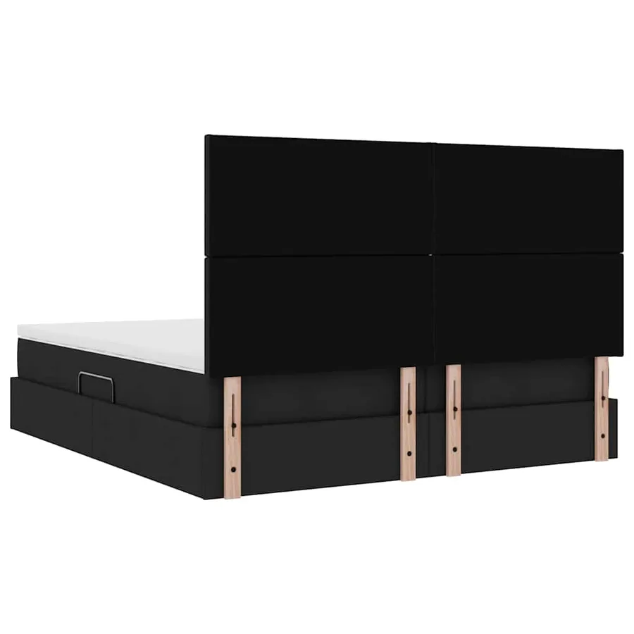 Lit de rangement LED avec matelas Noir 200 x 200 cm Tissu - 13
