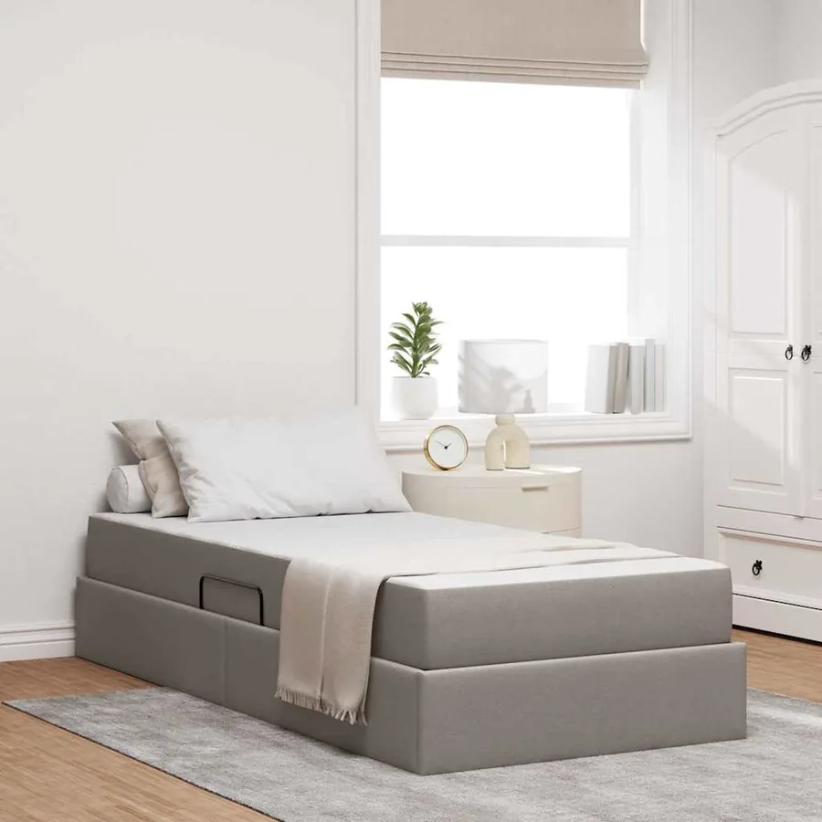 Lit avec rangement et matelas Taupe 90 x 200 cm Polyester