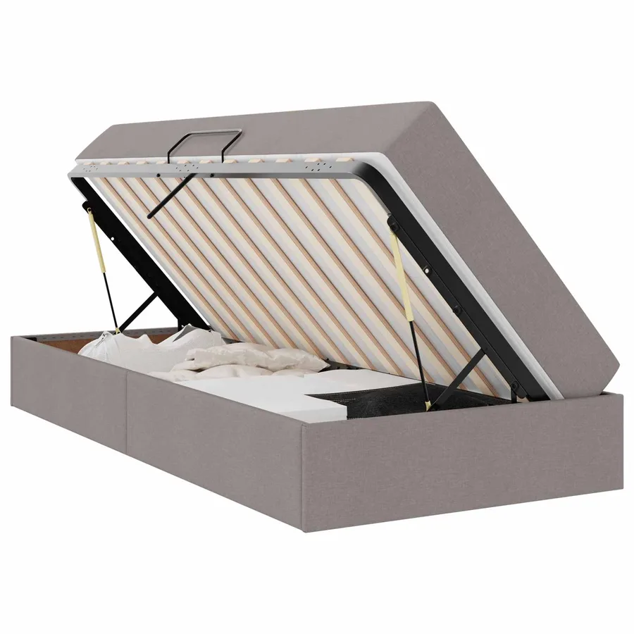 Lit avec rangement et matelas Taupe 90 x 200 cm Polyester - 2