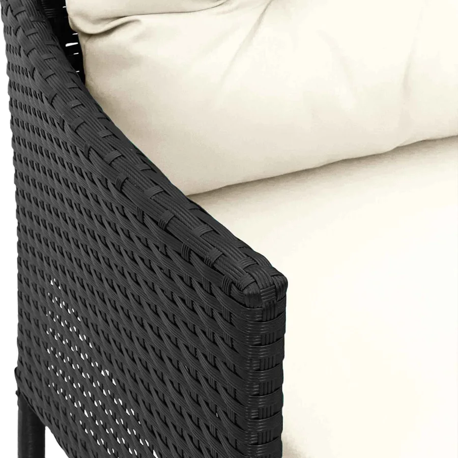 Ensemble de canapé de jardin 2 pcs Noir et Crème polyrotin - 12