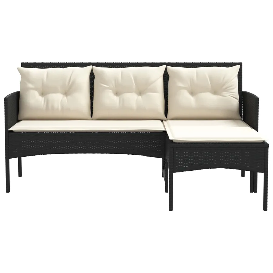 Ensemble de canapé de jardin 2 pcs Noir et Crème polyrotin - 7