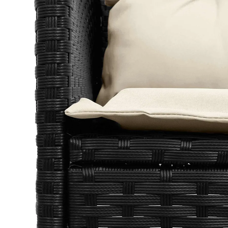 Ensemble de canapé de jardin 2 pcs Noir et Crème polyrotin - 8