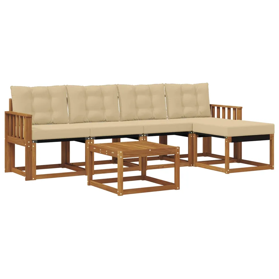 Ensemble de canapés d'extérieur 6 pcs Naturel et Beige - 2
