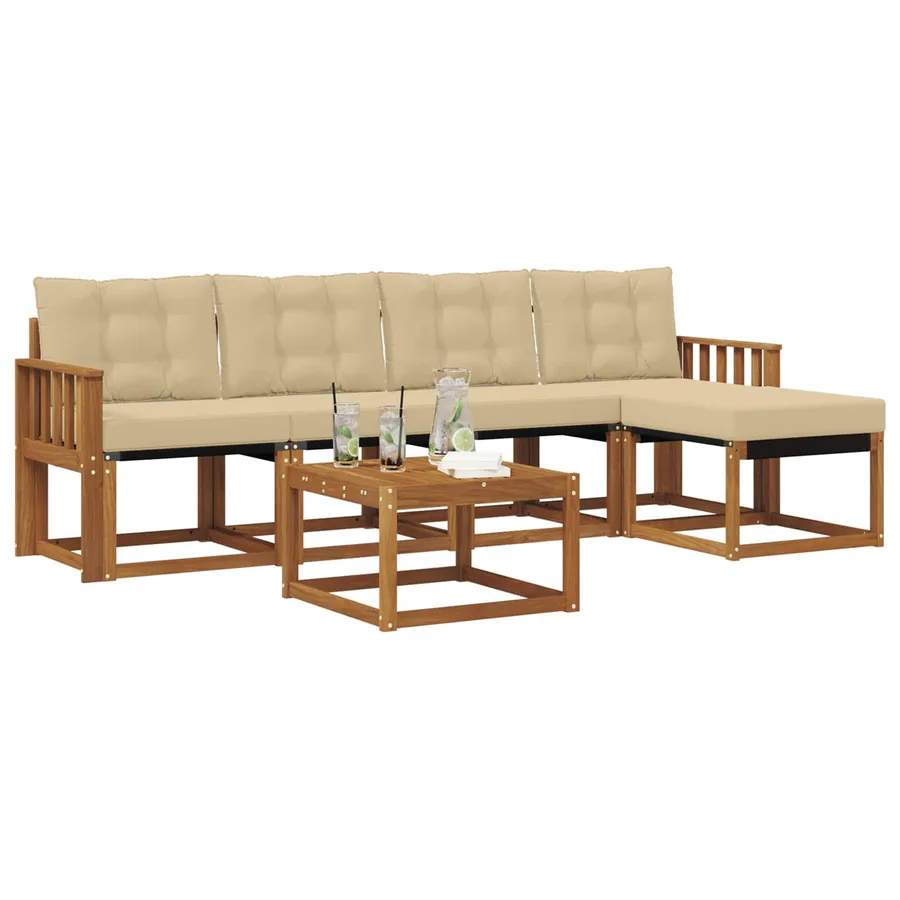 Ensemble de canapés d'extérieur 6 pcs Naturel et Beige - 3