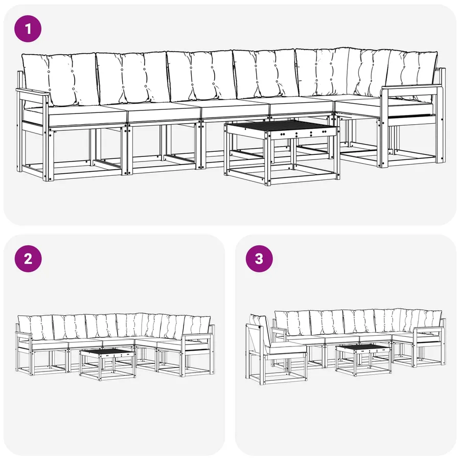 Ensemble de canapés d'extérieur 7 pcs Naturel et Beige - 10