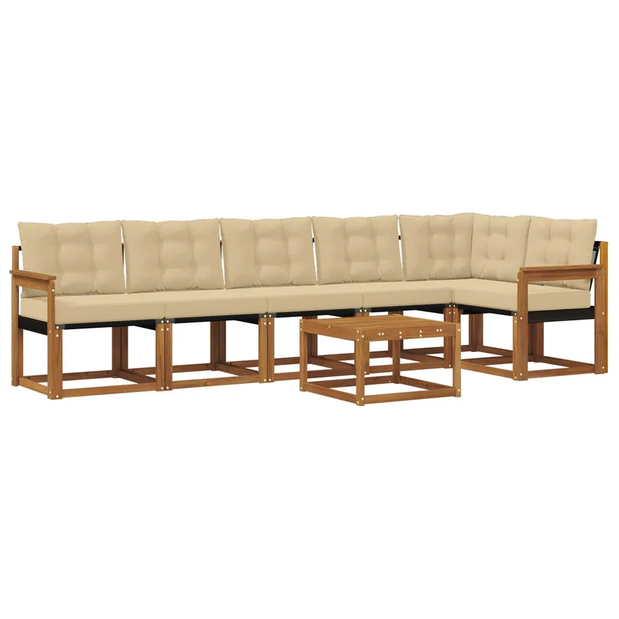 Ensemble de canapés d'extérieur 7 pcs Naturel et Beige - 2