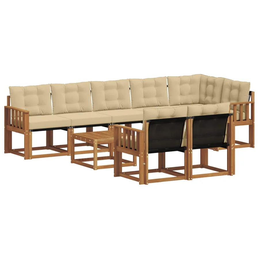 Ensemble de canapés d'extérieur 9 pcs Naturel et Beige - 2