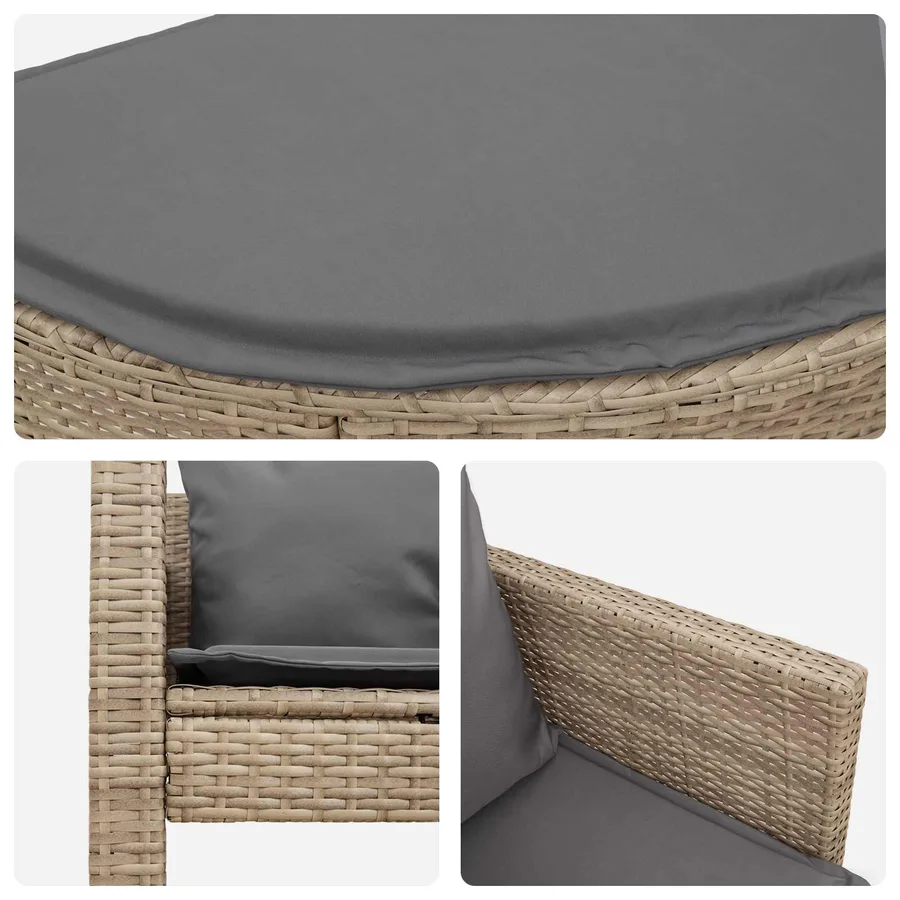 Canapé de jardin 8 pcs Beige et Gris clair polyrotin - 10