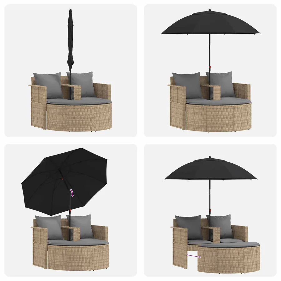 Canapé de jardin 8 pcs Beige et Gris clair polyrotin - 11