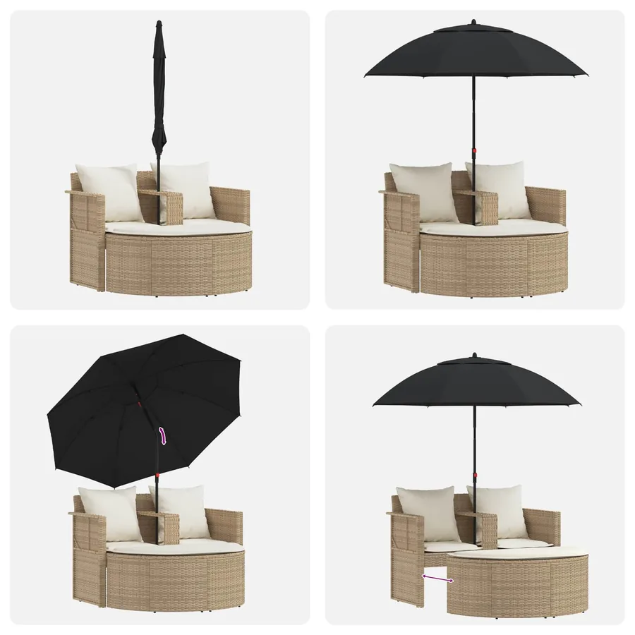 Canapé de jardin 8 pcs Beige et Gris clair polyrotin - 40