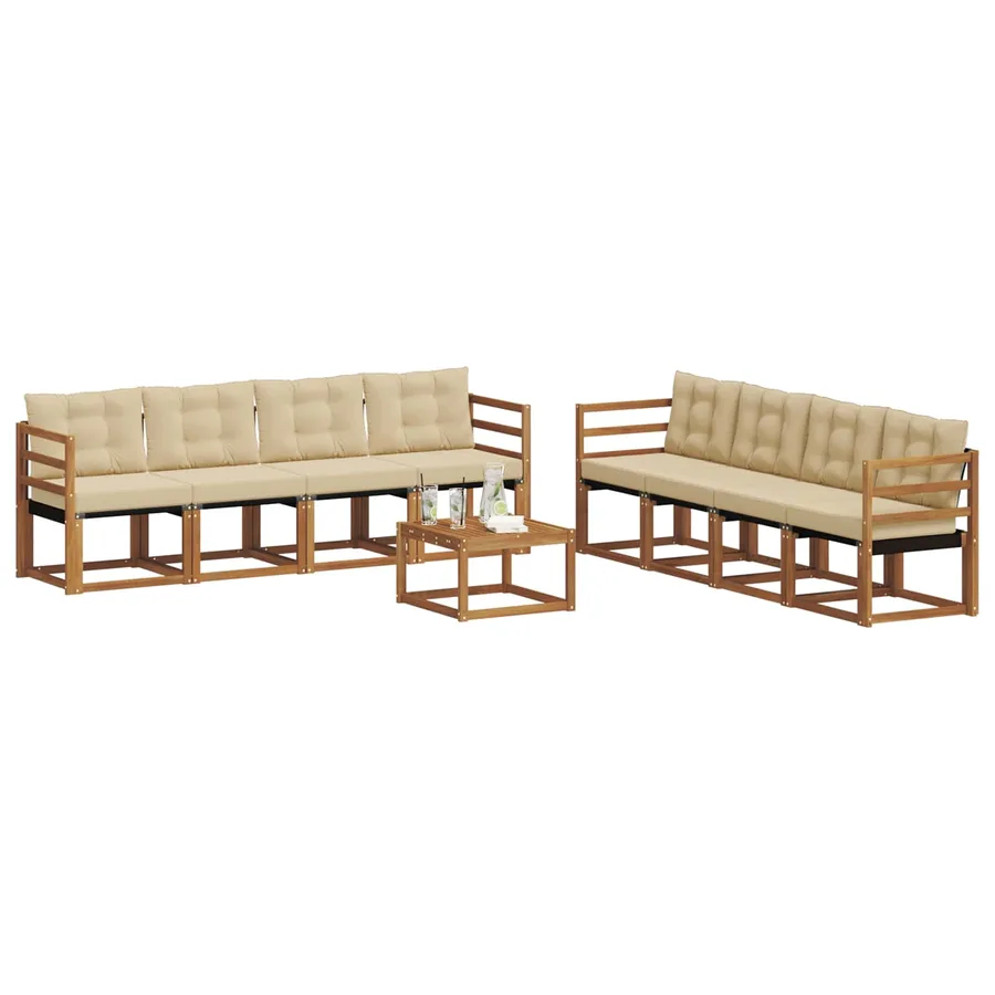 Ensemble de canapés d'extérieur 9 pcs Naturel et Beige - 3