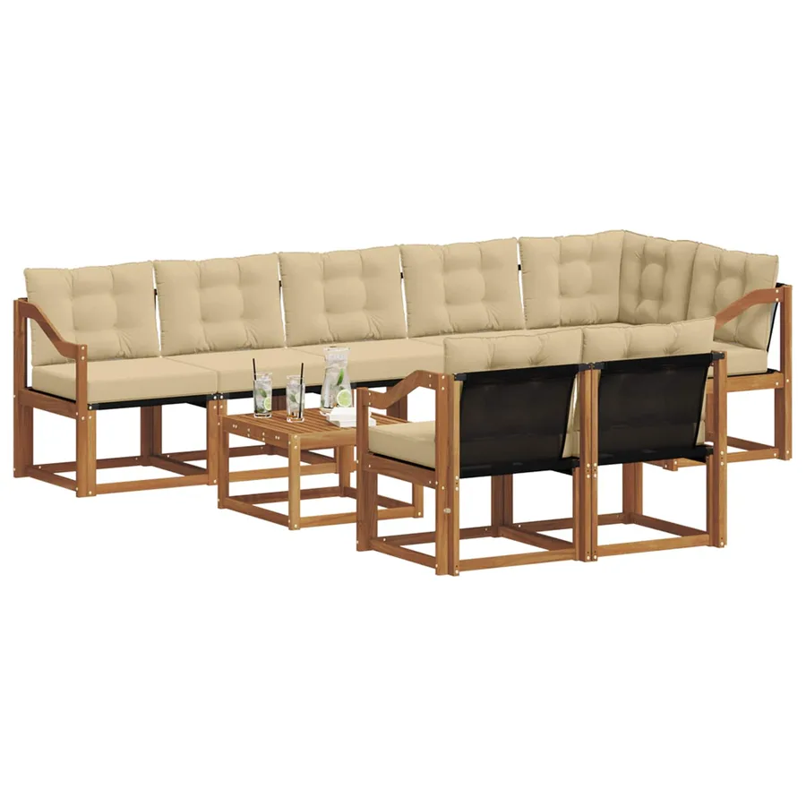 Ensemble de canapés d'extérieur 9 pcs Naturel et Beige - 3
