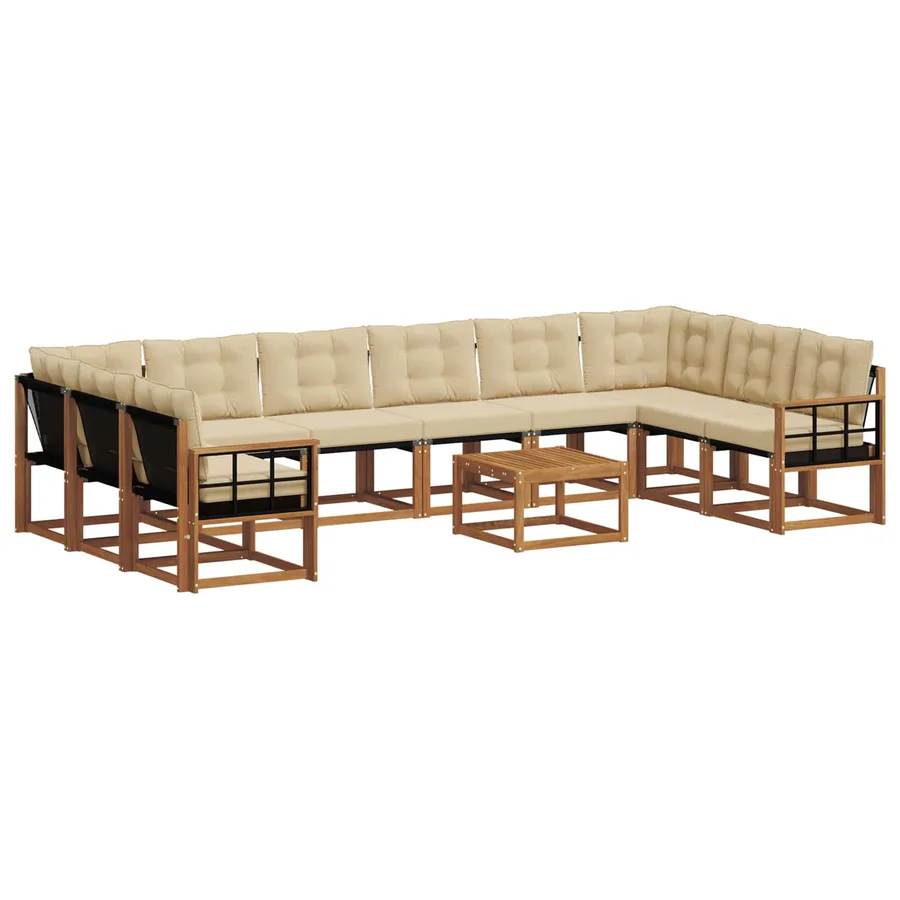 Ensemble de canapés d'extérieur 11 pcs Naturel et Beige - 2