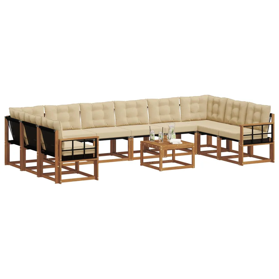 Ensemble de canapés d'extérieur 11 pcs Naturel et Beige - 3