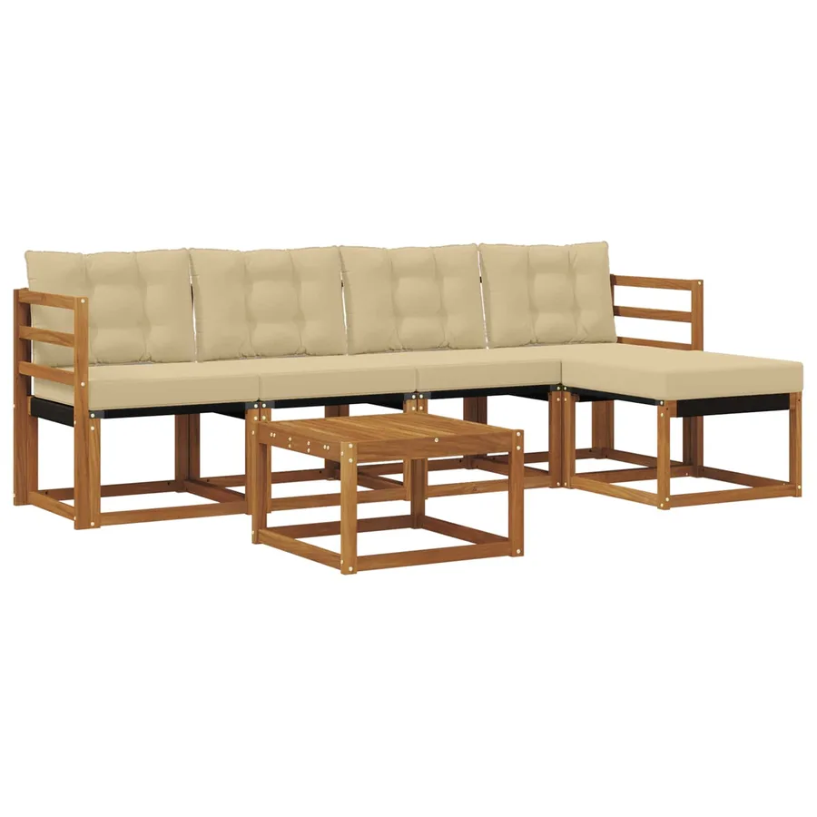 Ensemble de canapés d'extérieur 6 pcs Naturel et Beige - 2