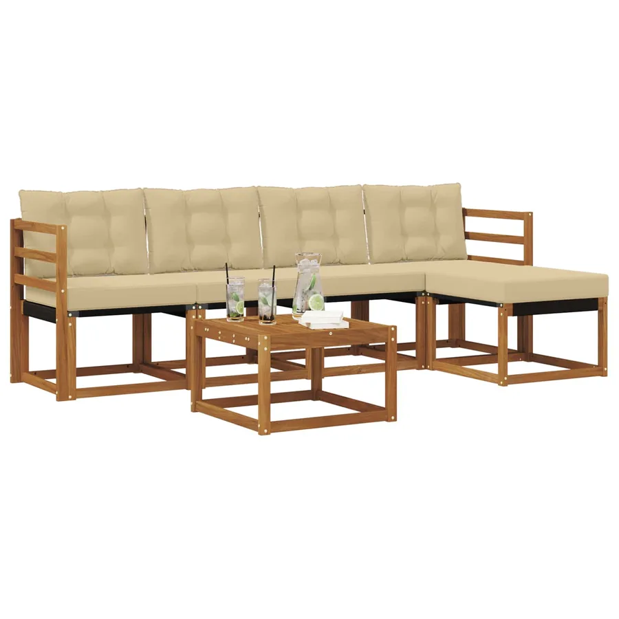 Ensemble de canapés d'extérieur 6 pcs Naturel et Beige - 3