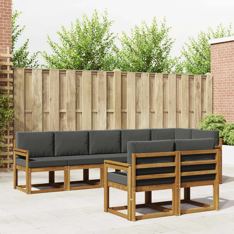 Ensemble de canapés d'extérieur 8 pcs Naturel et Anthracite