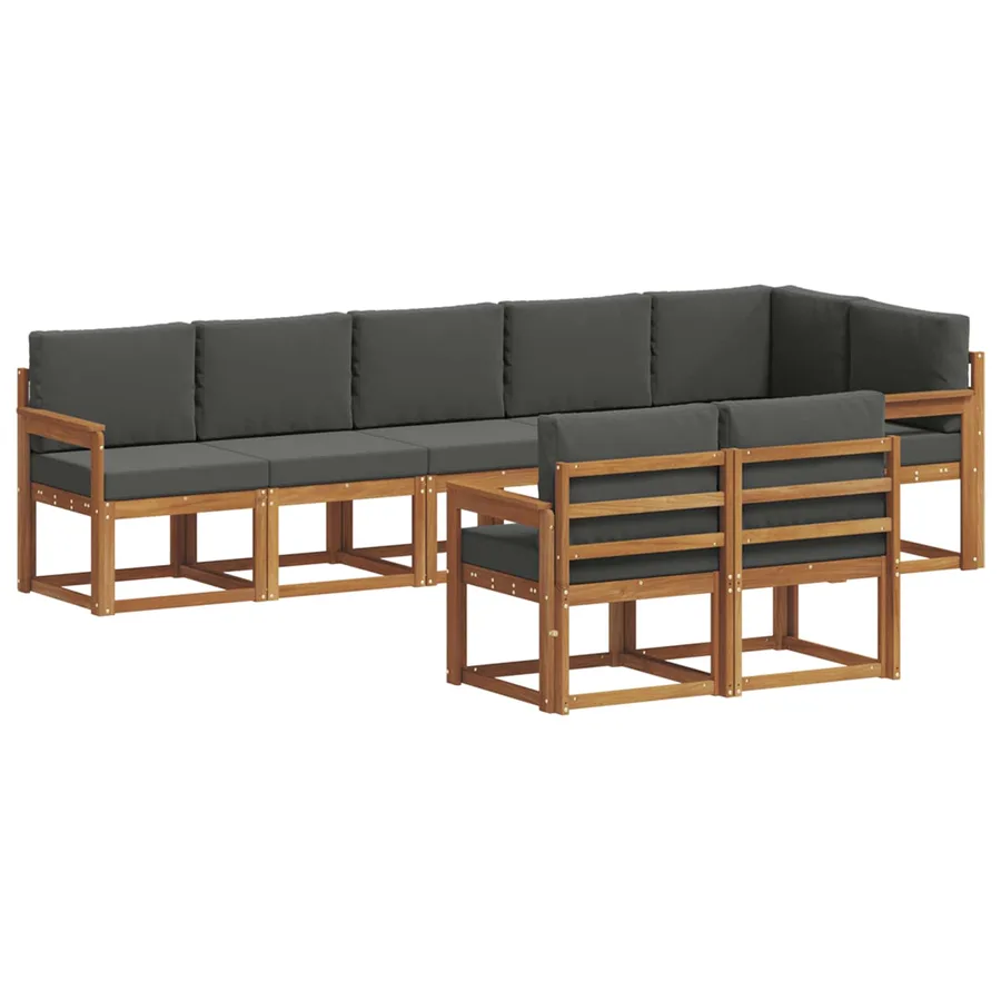 Ensemble de canapés d'extérieur 8 pcs Naturel et Anthracite - 2