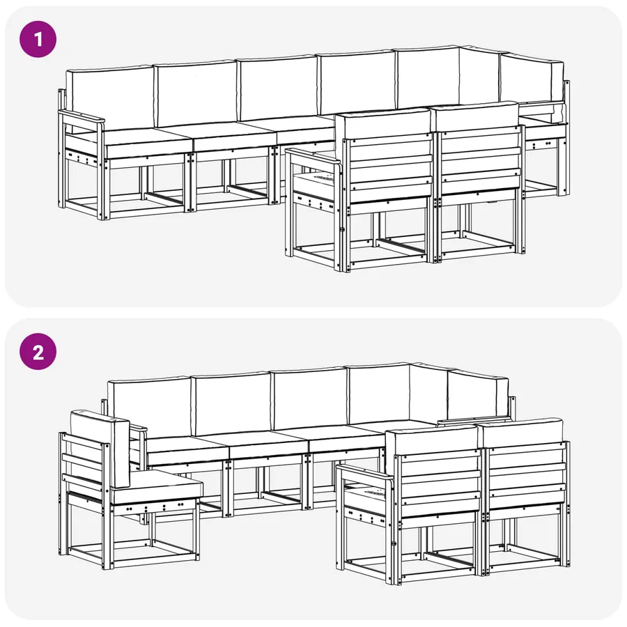 Ensemble de canapés d'extérieur 8 pcs Naturel et Anthracite - 7