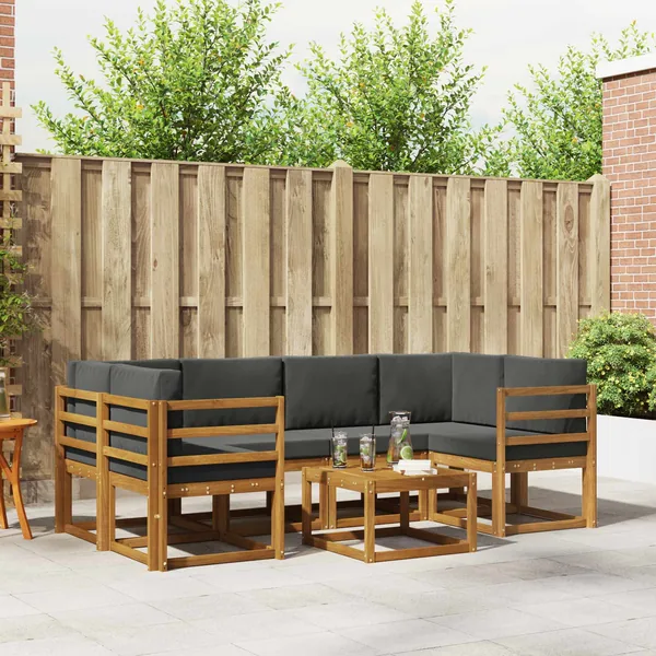 Ensemble de canapés d'extérieur 7 pcs Naturel et Anthracite