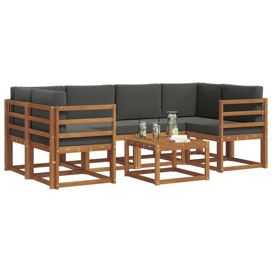 Ensemble de canapés d'extérieur 7 pcs Naturel et Anthracite - 3