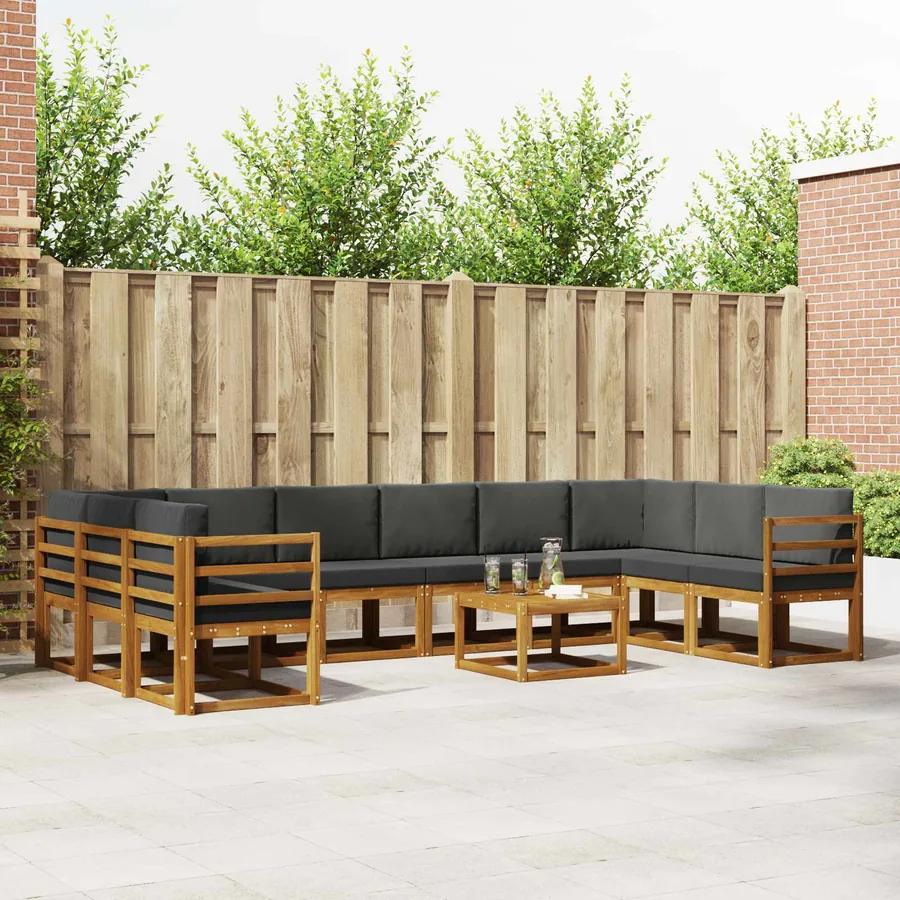 Ensemble de canapés d'extérieur 11 pcs Naturel et Anthracite