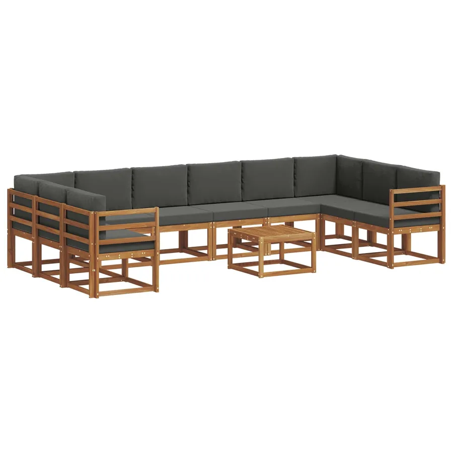 Ensemble de canapés d'extérieur 11 pcs Naturel et Anthracite - 2