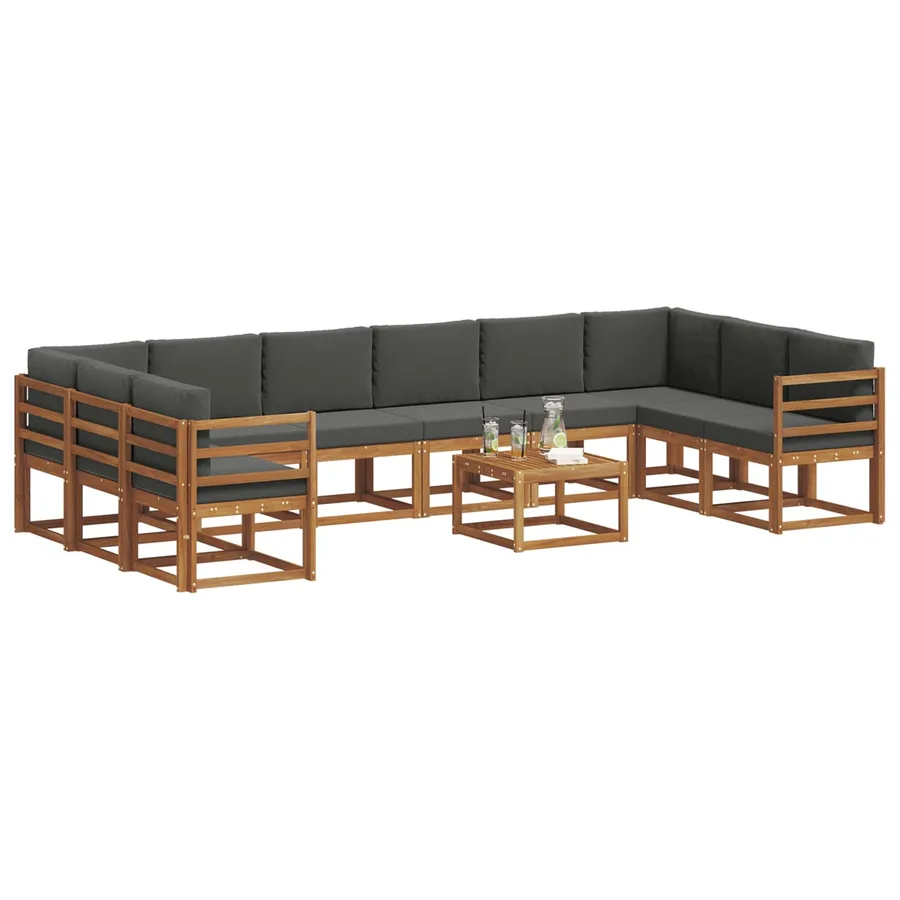 Ensemble de canapés d'extérieur 11 pcs Naturel et Anthracite - 3