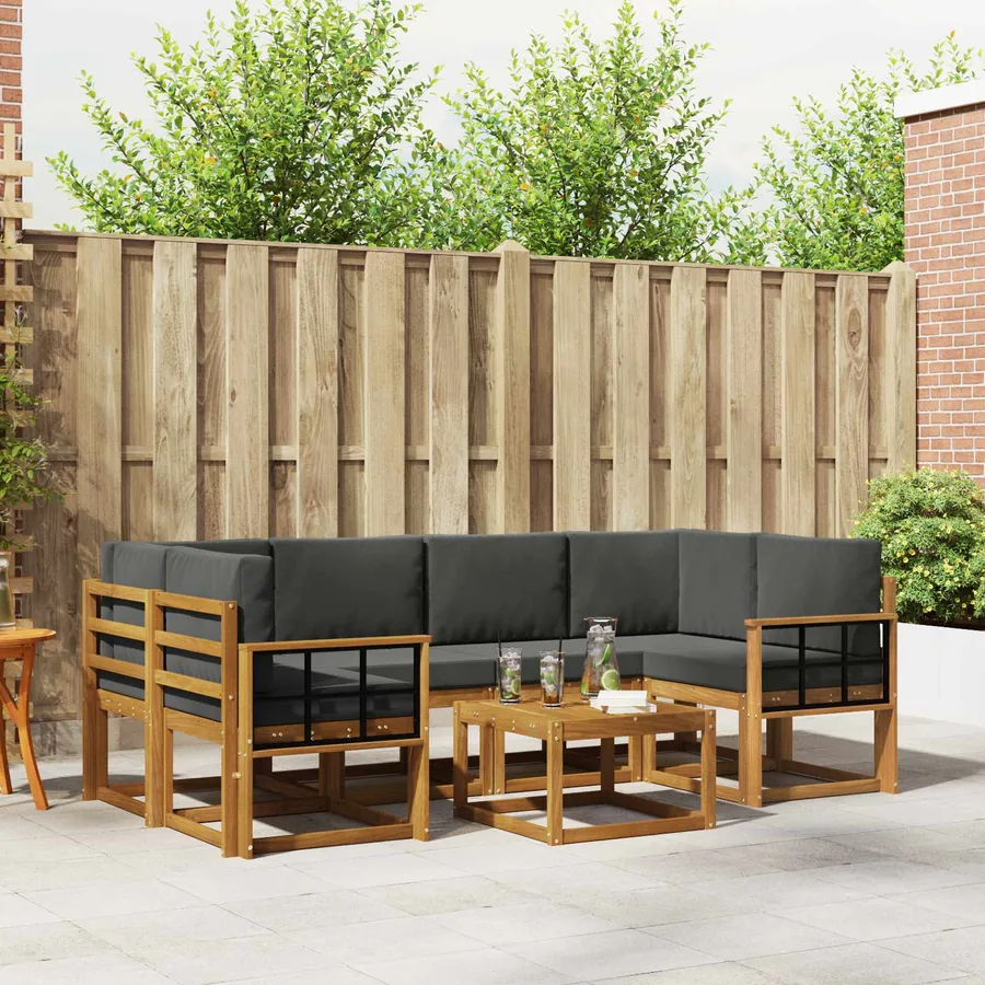 Ensemble de canapés d'extérieur 7 pcs Naturel et Anthracite