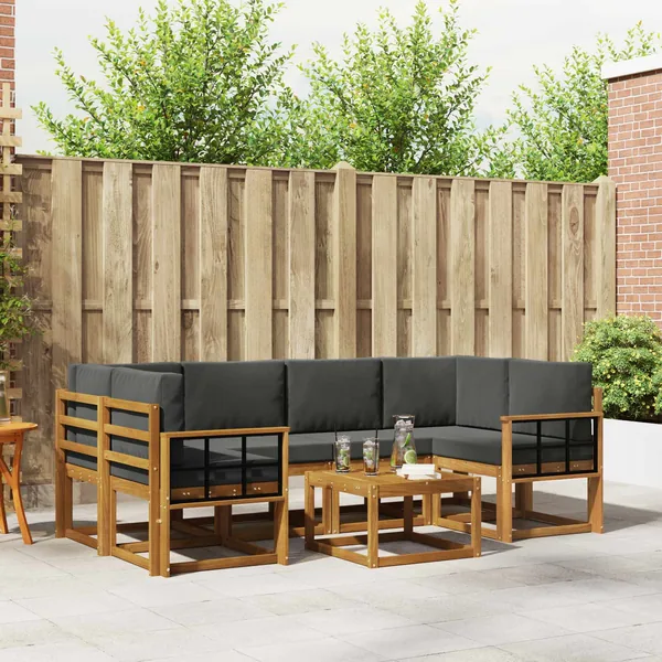 Ensemble de canapés d'extérieur 7 pcs Naturel et Anthracite