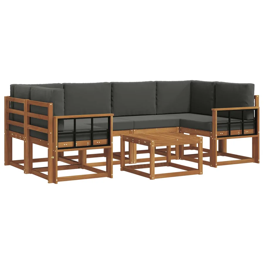Ensemble de canapés d'extérieur 7 pcs Naturel et Anthracite - 2
