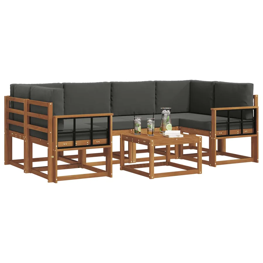 Ensemble de canapés d'extérieur 7 pcs Naturel et Anthracite - 3