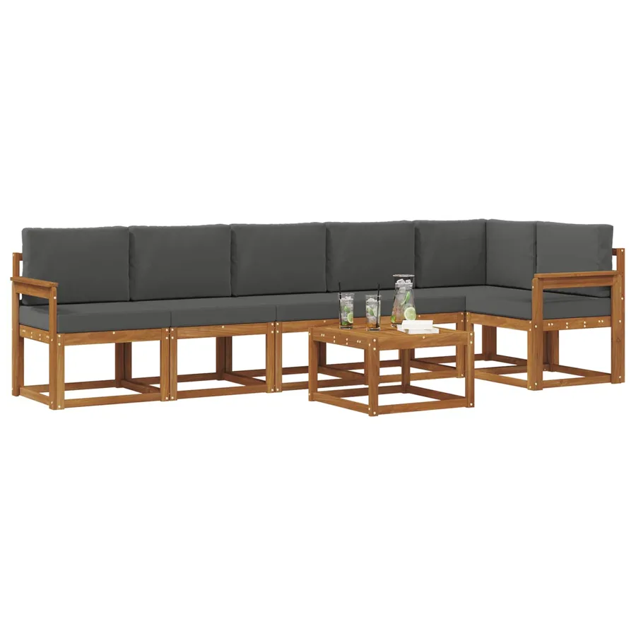 Ensemble de canapés d'extérieur 7 pcs Naturel et Anthracite - 3