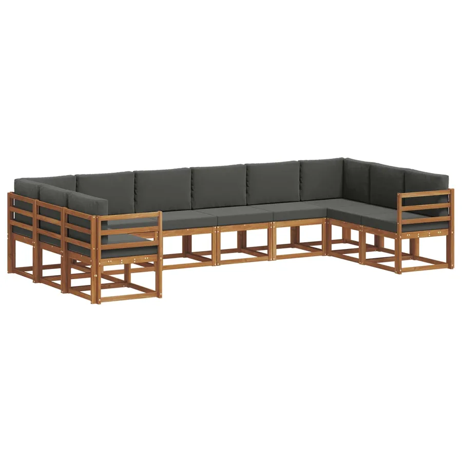Ensemble de canapés d'extérieur 10 pcs Naturel et Anthracite - 2