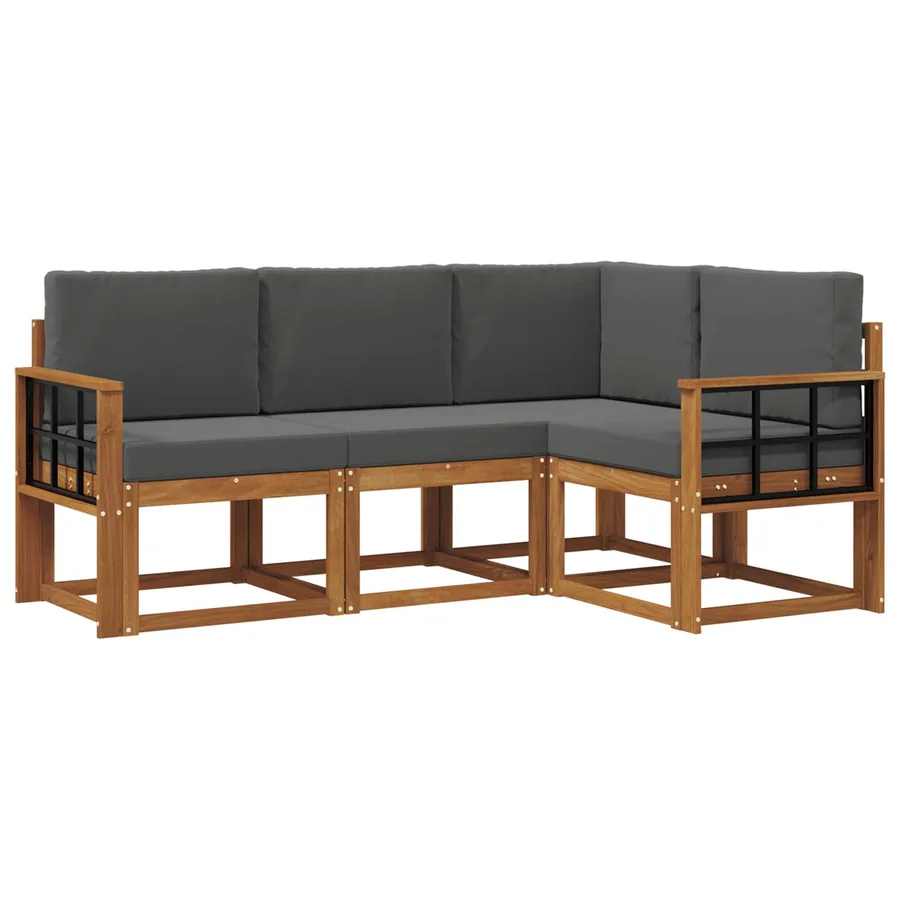 Ensemble de canapés d'extérieur 4 pcs Naturel et Anthracite - 2