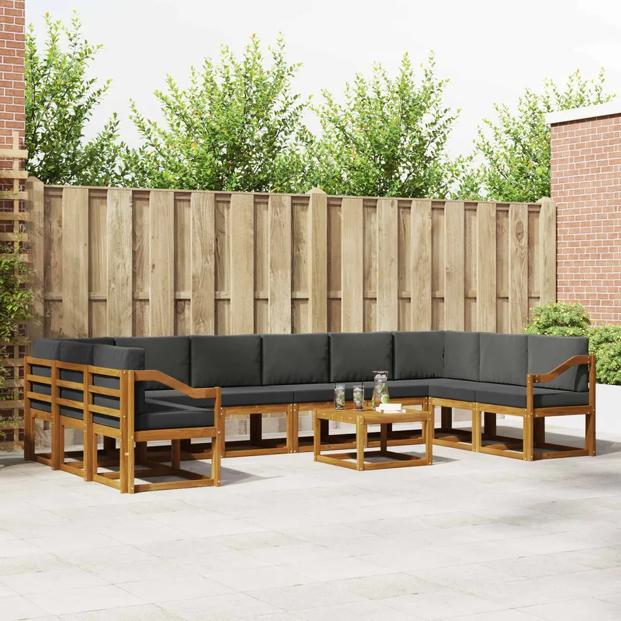 Ensemble de canapés d'extérieur 11 pcs Naturel et Anthracite