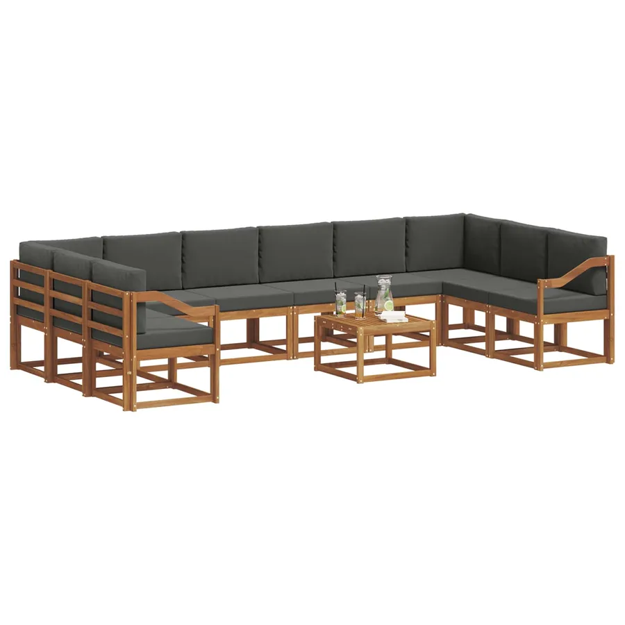 Ensemble de canapés d'extérieur 11 pcs Naturel et Anthracite - 3