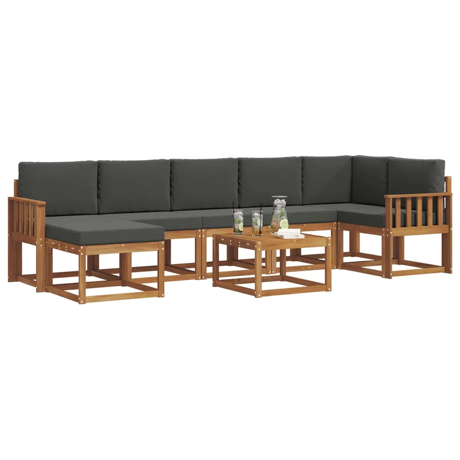 Ensemble de canapés d'extérieur 8 pcs Naturel et Anthracite - 3