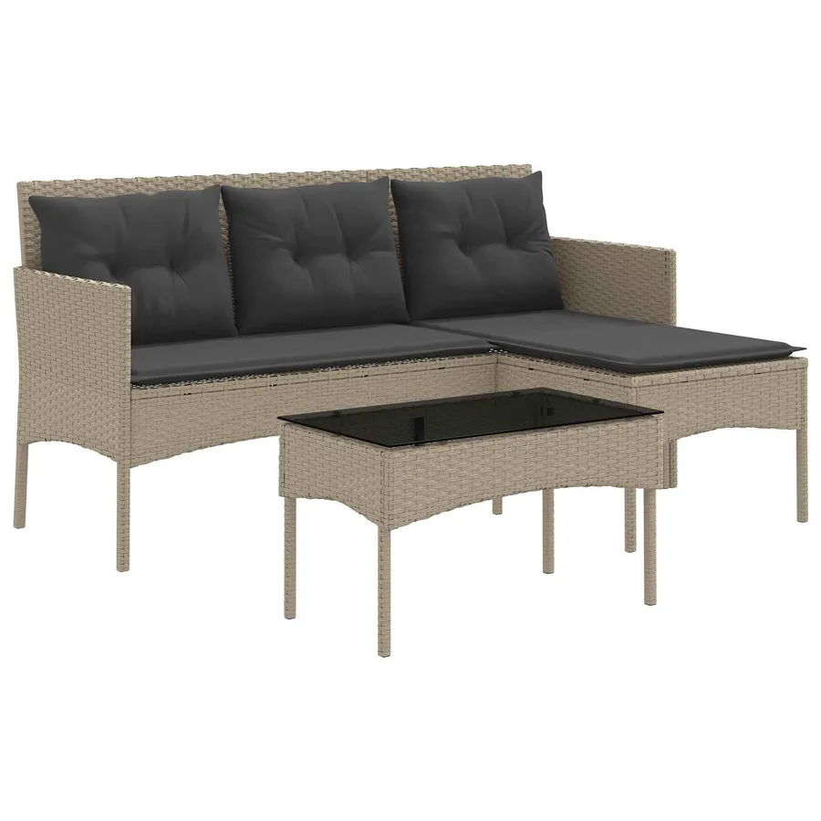 Ensemble de canapé de jardin avec coussin 2 pcs polyrotin - 2