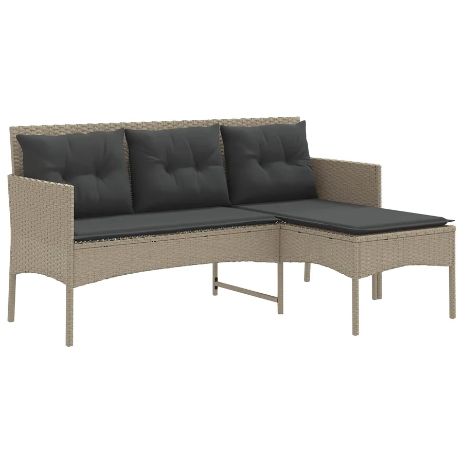 Ensemble de canapé de jardin avec coussin 2 pcs polyrotin - 5